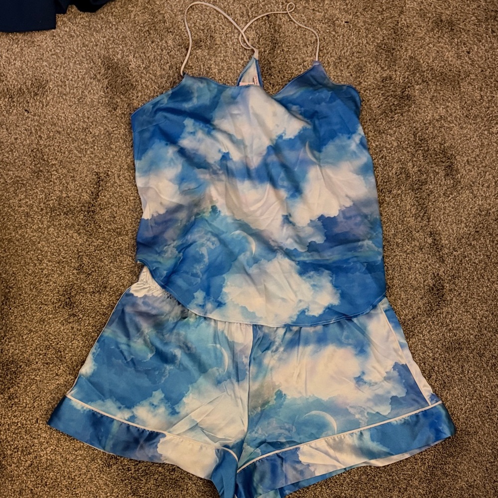 Victoria's Secret  Blue Sky Satin Pajamas